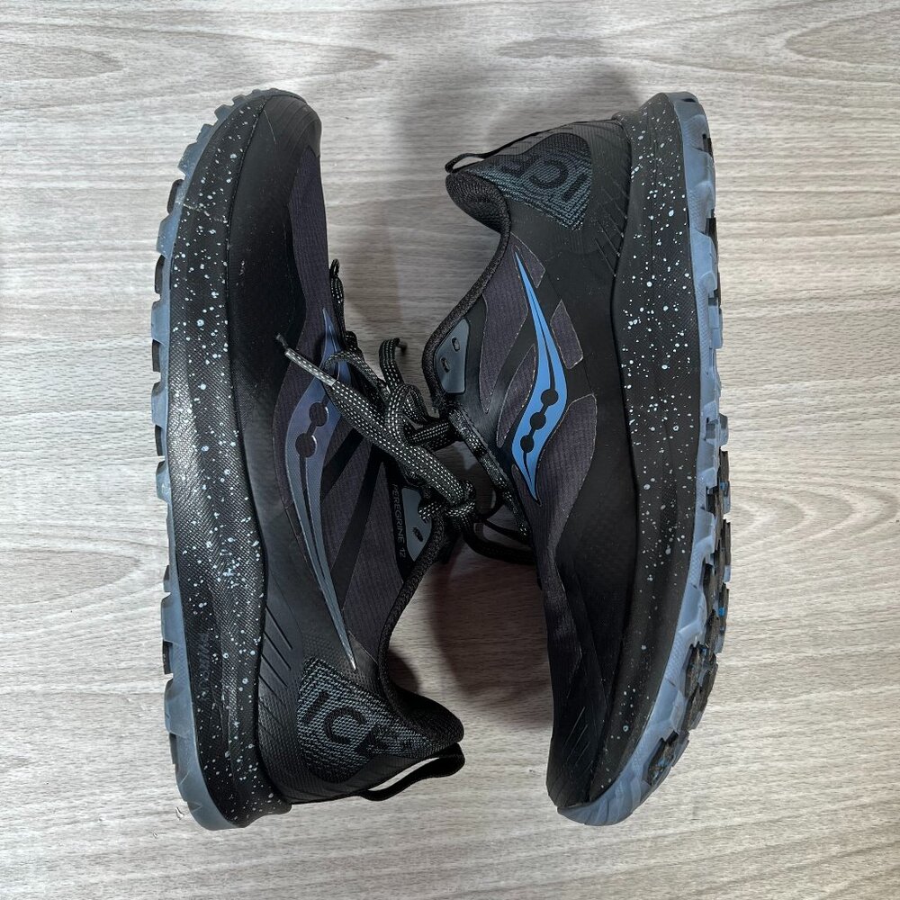 Saucony Peregrine 12 ICE+ 3 Womens 10 Running Shoes Black Blue Trail Outdoor - Picture 13 of 15